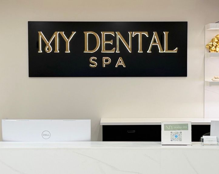 MY Dental Spa logo and front desk area